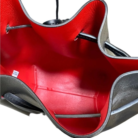 MANSUR GAVRIEL Black Leather Bucket Bag Large Flamma Red Interior - Picture 5 of 6